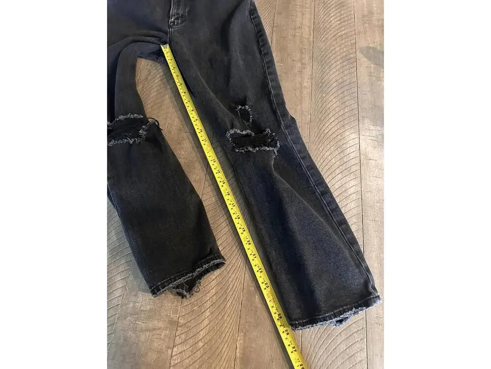 Abercrombie & Fitch Ankle Straight Ultra High Rise Curve Jeans Black Women 27/4R - Picture 10 of 14